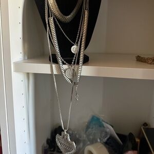 Gorgeous long silver costume jewellery multi strands